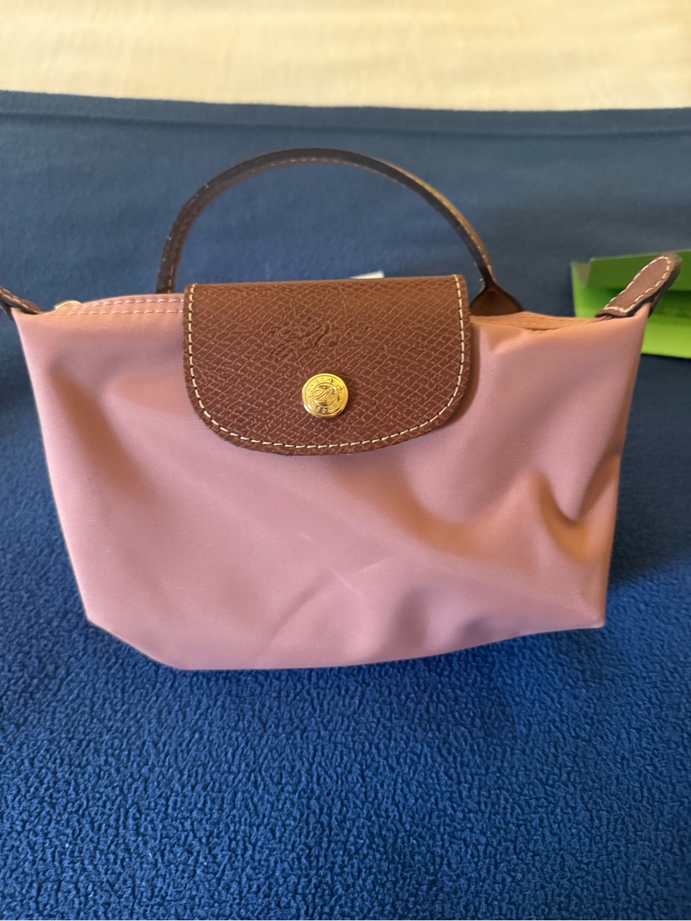 Longchamp Mini Top-Handle Bag in Mauve with Brown Trim *NWT*